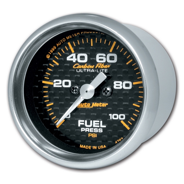 2-1/16" FUEL PRESSURE, 0-100 PSI, CARBON FIBER